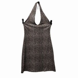Vintage Hairspray Dress Halter Animal Cheetah Print Mini Medium Stretchy Bodycon